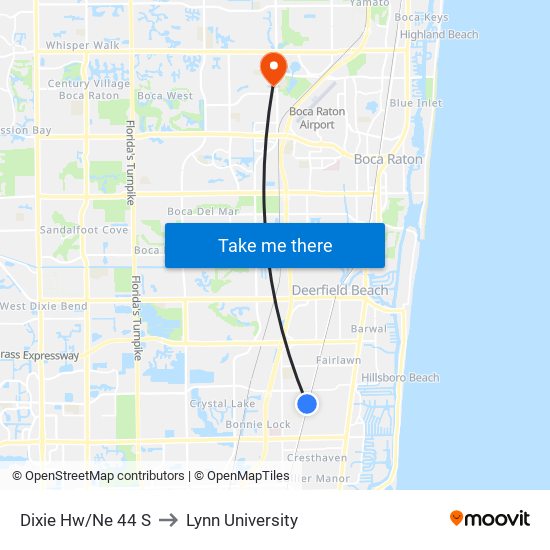 DIXIE HW/NE 44 S to Lynn University map