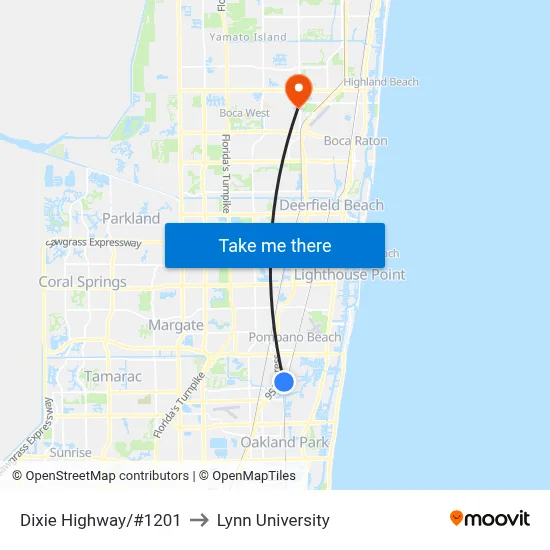 Dixie Highway/#1201 to Lynn University map