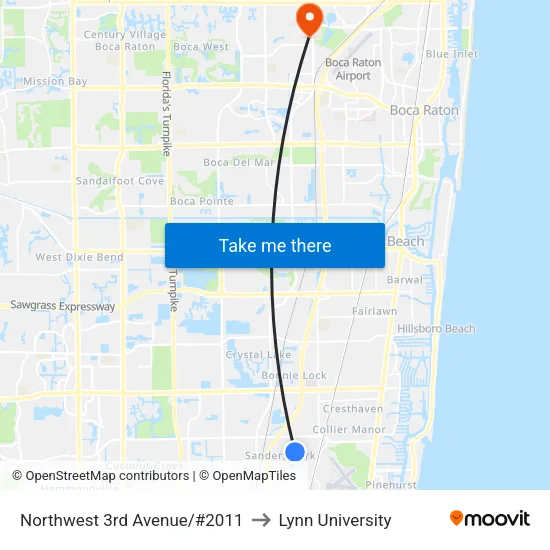 Northwest 3rd Avenue/#2011 to Lynn University map