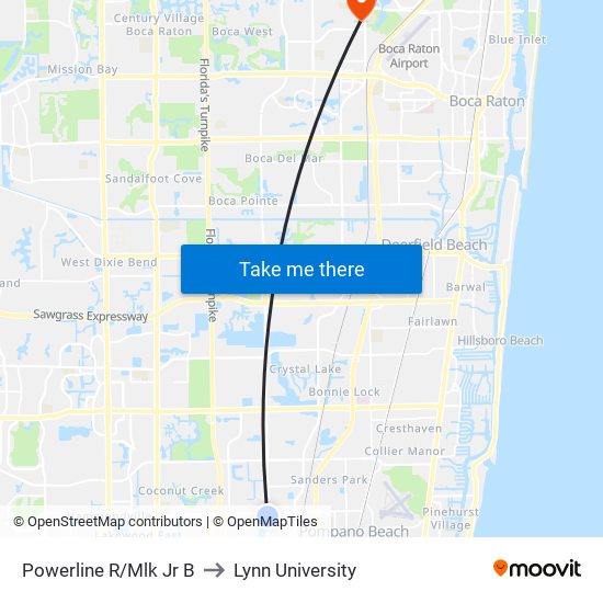 Powerline R/Mlk Jr B to Lynn University map