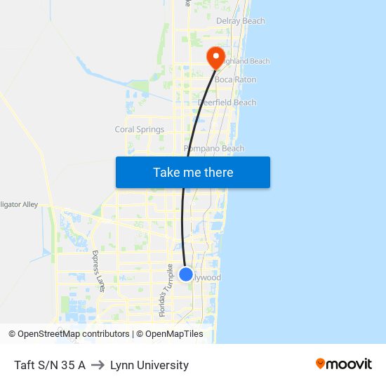 Taft S/N 35 A to Lynn University map