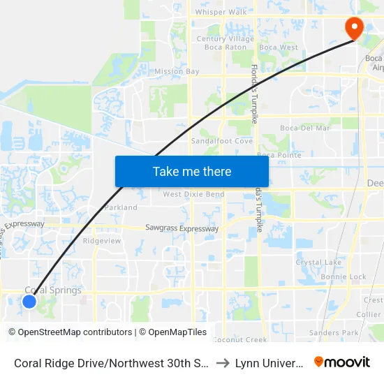 Coral Ridge Drive/Northwest 30th Street to Lynn University map
