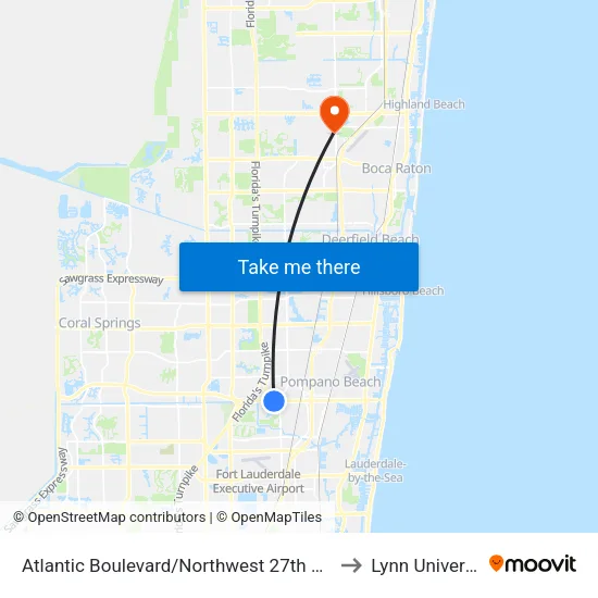 Atlantic Boulevard/Northwest 27th Avenue to Lynn University map