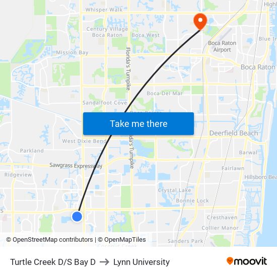 Turtle Creek D/S Bay D to Lynn University map