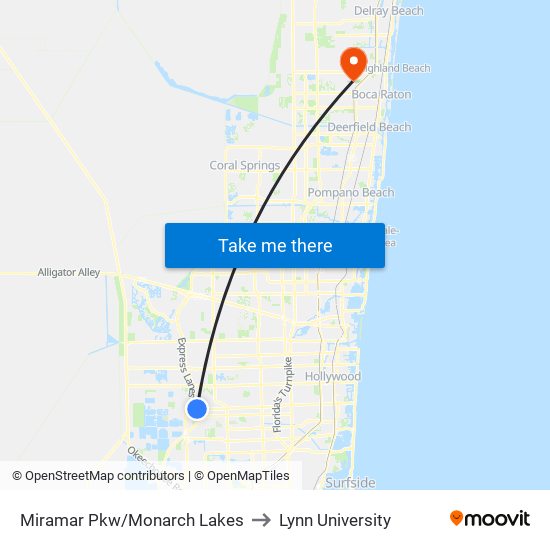 Miramar Pkw/Monarch Lakes to Lynn University map