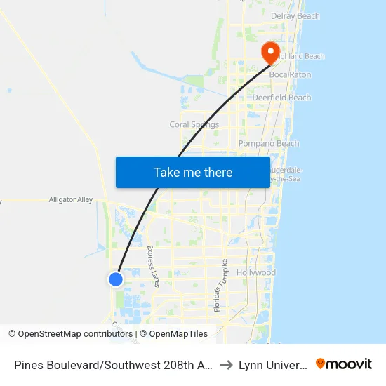 Pines Boulevard/Southwest 208th Avenue to Lynn University map