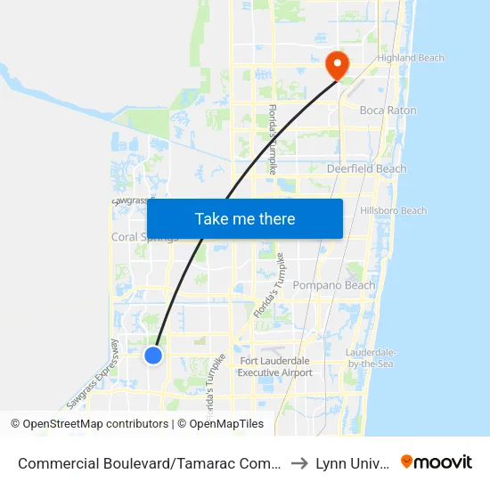 Commercial Boulevard/Tamarac Commerce Center to Lynn University map