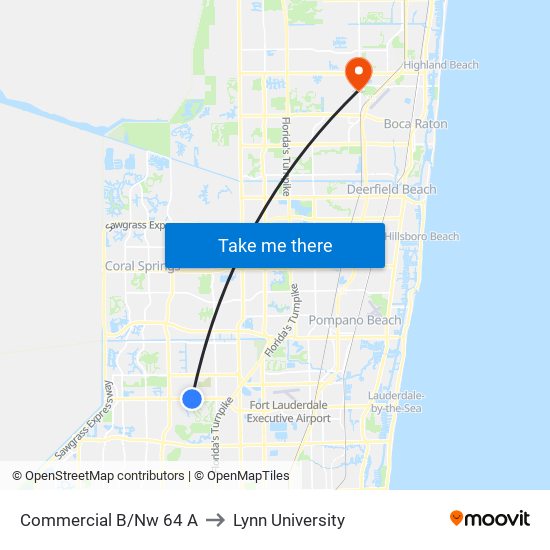 Commercial B/Nw 64 A to Lynn University map