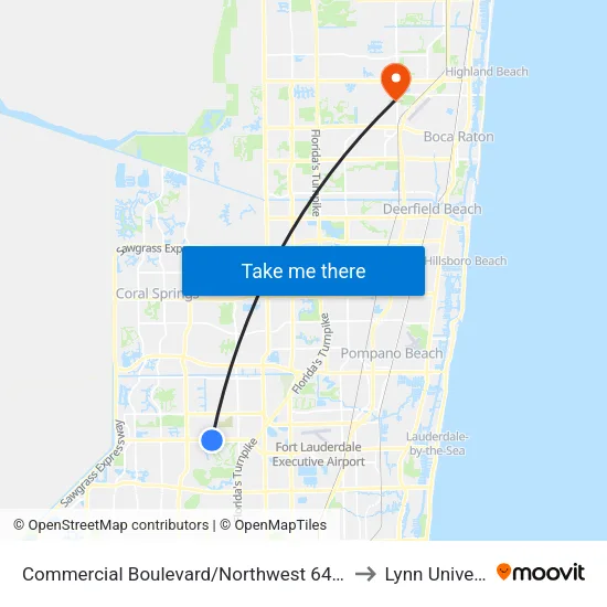 Commercial Boulevard/Northwest 64th Avenue to Lynn University map