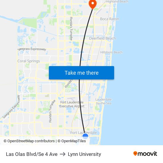 Las Olas Blvd/Se 4 Ave to Lynn University map