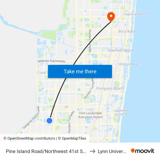 Pine Island Road/Northwest 41st Street to Lynn University map
