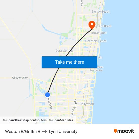 Weston R/Griffin R to Lynn University map