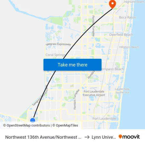 Northwest 136th Avenue/Northwest 3rd Street to Lynn University map