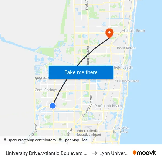 University Drive/Atlantic Boulevard North to Lynn University map