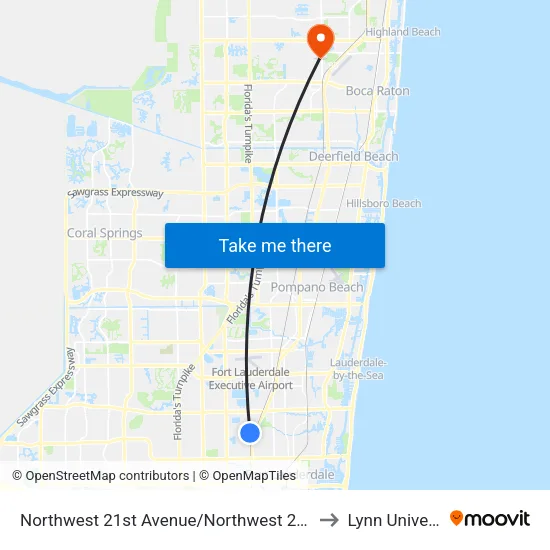 Northwest 21st Avenue/Northwest 20th Street to Lynn University map