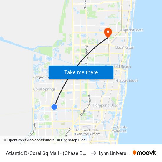 Atlantic B/Coral Sq Mall - (Chase Bank) to Lynn University map