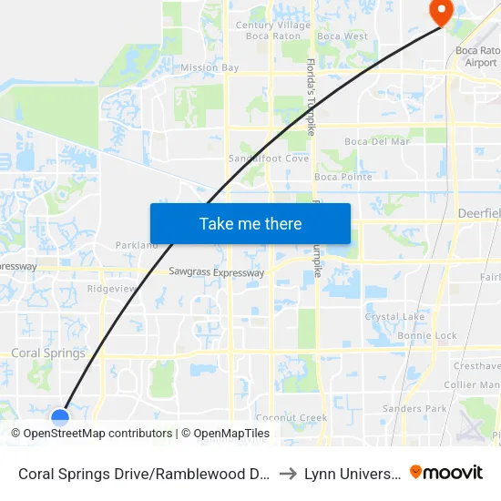 Coral Springs Drive/Ramblewood Drive to Lynn University map