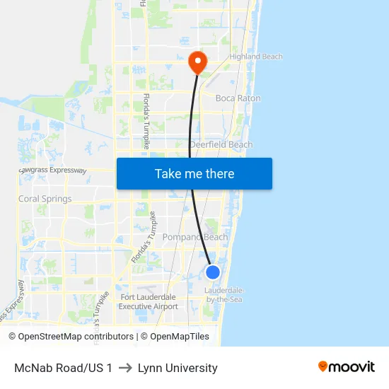 McNab Road/US 1 to Lynn University map