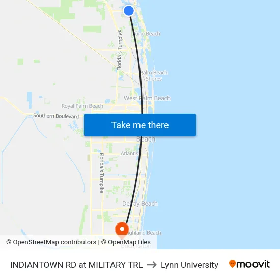 INDIANTOWN RD at MILITARY TRL to Lynn University map