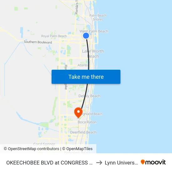 OKEECHOBEE BLVD at CONGRESS AVE to Lynn University map