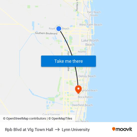 Rpb Blvd at  Vlg Town Hall to Lynn University map