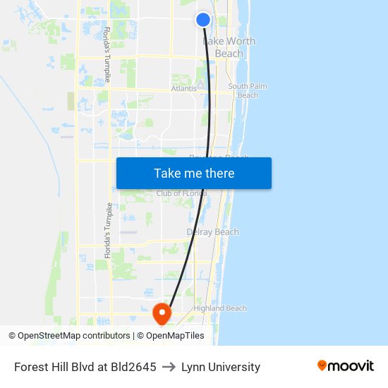 Forest Hill Blvd at Bld2645 to Lynn University map