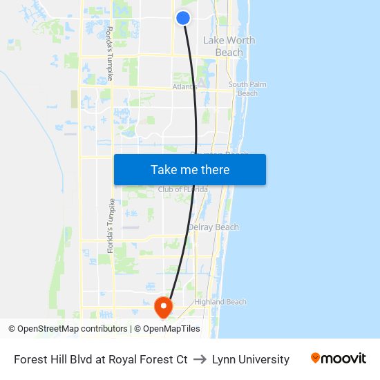 Forest Hill Blvd at Royal Forest Ct to Lynn University map