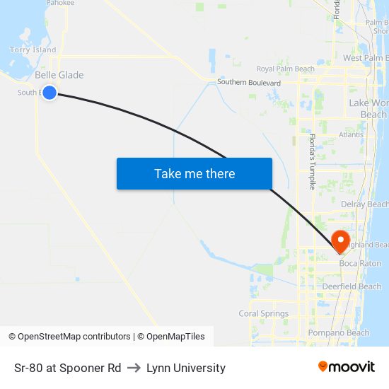 Sr-80 at Spooner Rd to Lynn University map