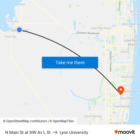 N Main St at NW Av L St to Lynn University map