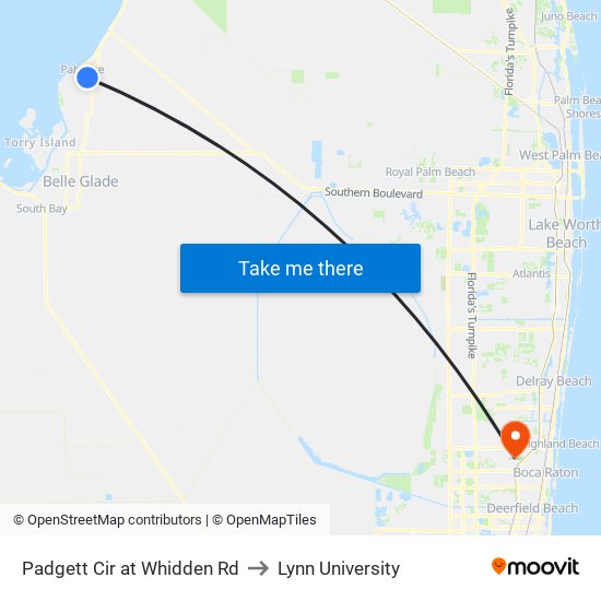 Padgett Cir at Whidden Rd to Lynn University map