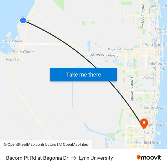 Bacom Pt Rd at Begonia Dr to Lynn University map