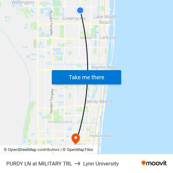 PURDY LN at  MILITARY TRL to Lynn University map