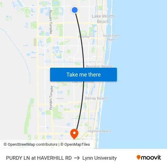 PURDY LN at  HAVERHILL RD to Lynn University map