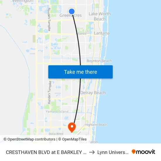 CRESTHAVEN BLVD at  E BARKLEY DR to Lynn University map