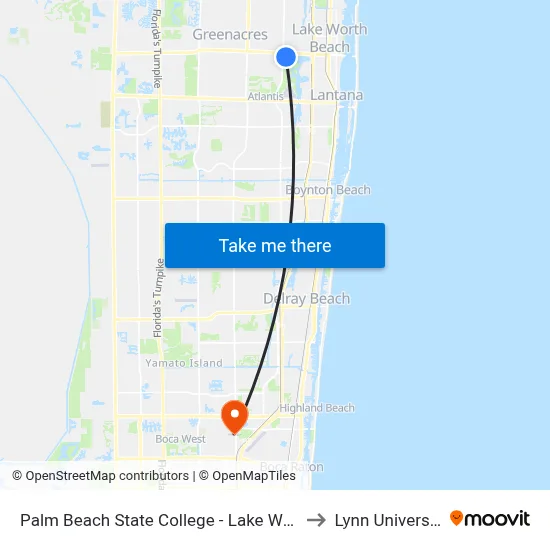 Palm Beach State College - Lake Worth to Lynn University map