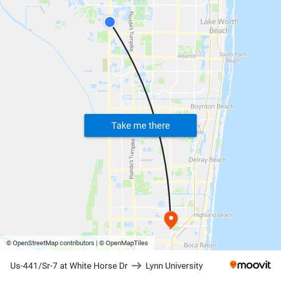 Us-441/Sr-7 at White Horse Dr to Lynn University map