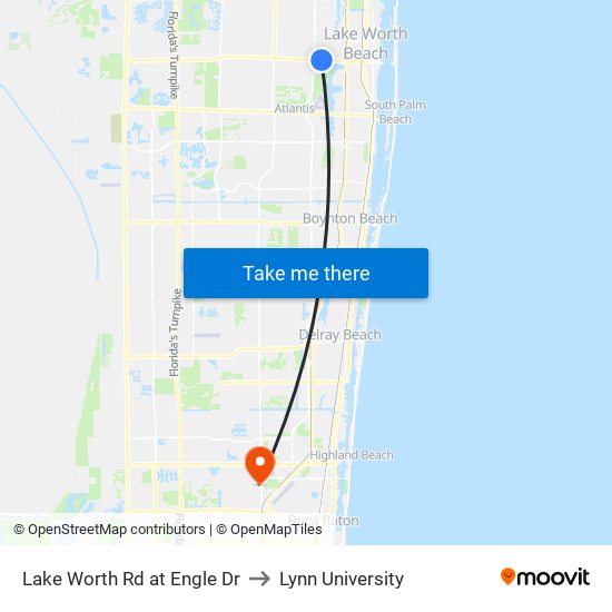 Lake Worth Rd at Engle Dr to Lynn University map