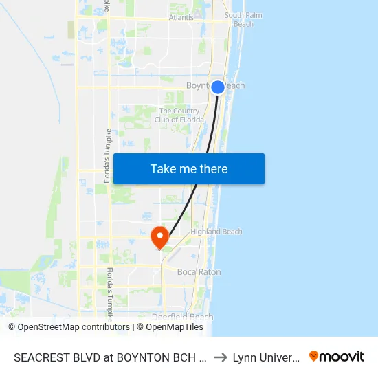 SEACREST BLVD at  BOYNTON BCH BLVD to Lynn University map