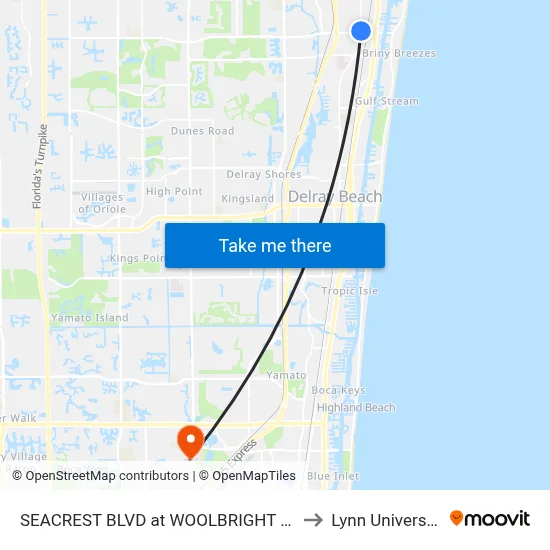 SEACREST BLVD at  WOOLBRIGHT RD to Lynn University map