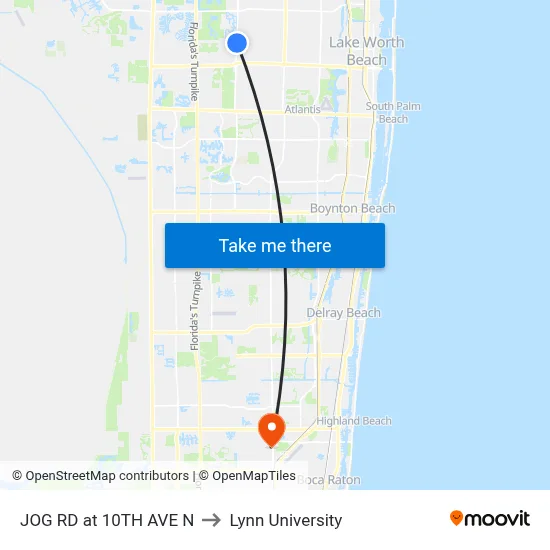 JOG RD at 10TH AVE N to Lynn University map