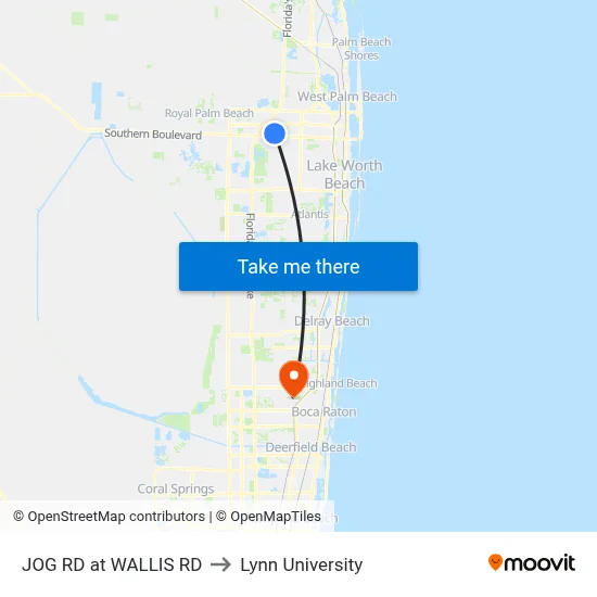 JOG RD at WALLIS RD to Lynn University map