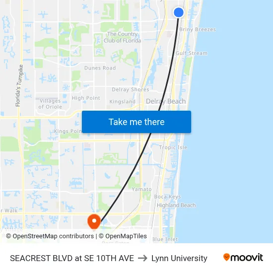 SEACREST BLVD at SE 10TH AVE to Lynn University map