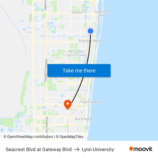 SEACREST BLVD at GATEWAY BLVD to Lynn University map