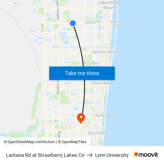 LANTANA RD at  STRAWBERRY LAKES CIR to Lynn University map