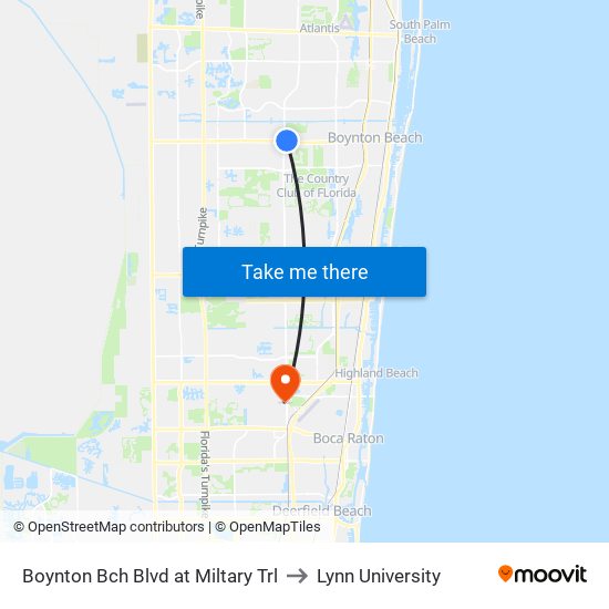 BOYNTON BCH BLVD at MILTARY TRL to Lynn University map