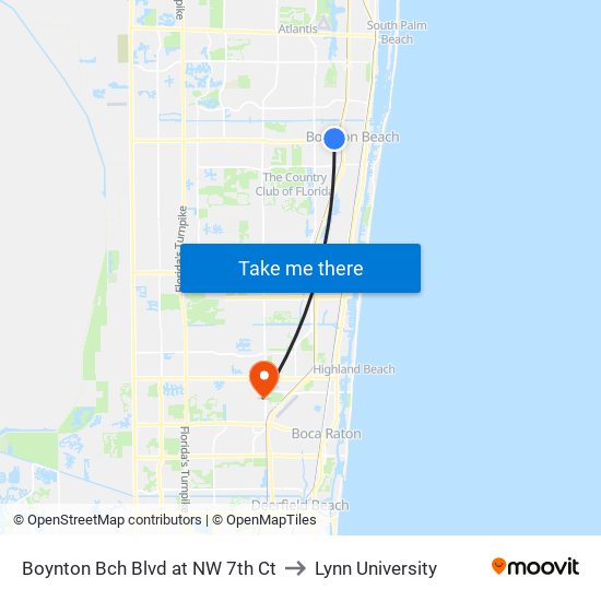 BOYNTON BCH BLVD at NW 7TH CT to Lynn University map