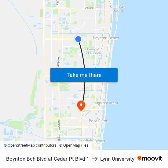 Boynton Bch Blvd at Cedar Pt Blvd 1 to Lynn University map