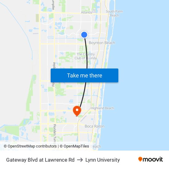 GATEWAY BLVD at  LAWRENCE RD to Lynn University map