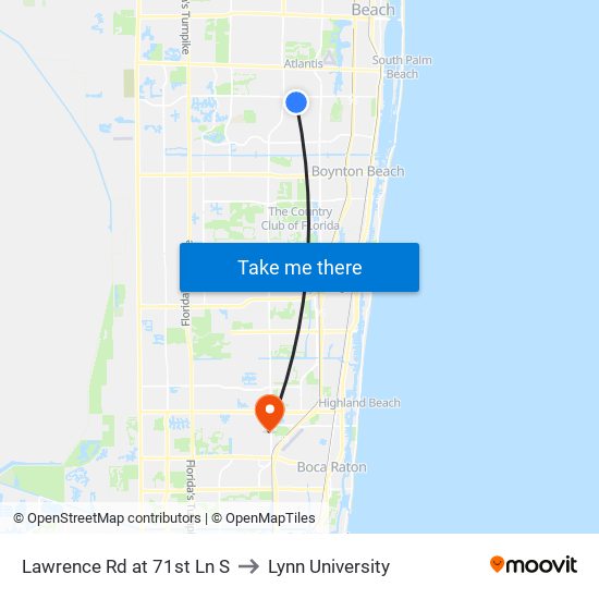 LAWRENCE RD at  71ST LN S to Lynn University map