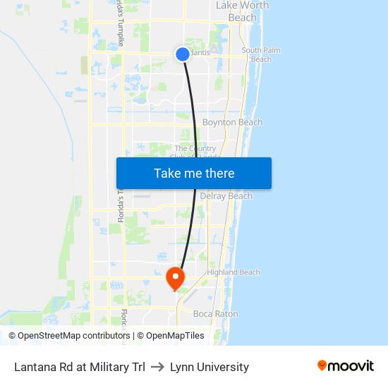 Lantana Rd at  Military Trl to Lynn University map